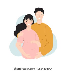 happy pregnant couple vector illustration