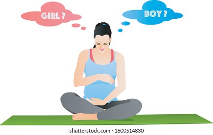 Happy pregnant girl waiting for baby boy or girl