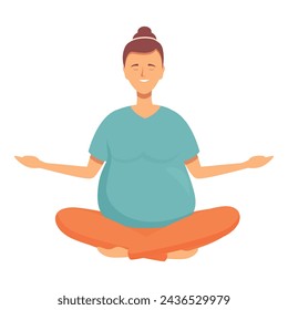 Happy pregnant meditation icon cartoon vector. Group class yoga. Time check care