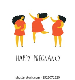 Happy pregnant woman flat illustration. 