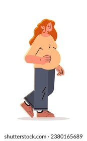happy pregnant woman future mom hugging belly with arms pregnancy motherhood expectation concept vertical