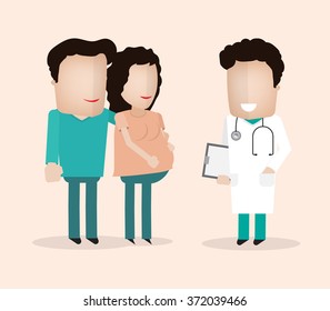 Happy pregnant woman hand shake with an obstetrician husband doctor