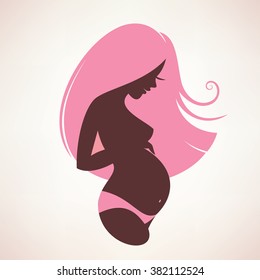 happy pregnant woman silhouette