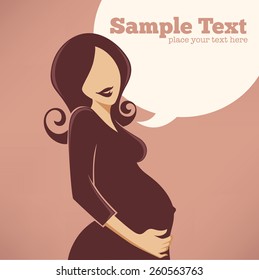 happy pregnant woman and speech bubble