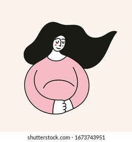 Happy pregnant woman. Vector hand drawn illustration on white background.