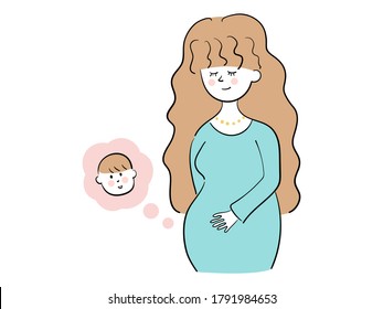 Happy pregnant woman, vector illustration