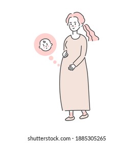 Happy pregnant woman, vector illustration