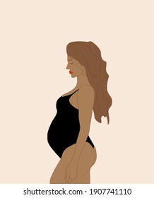 Happy pregnant woman. Vector illustration