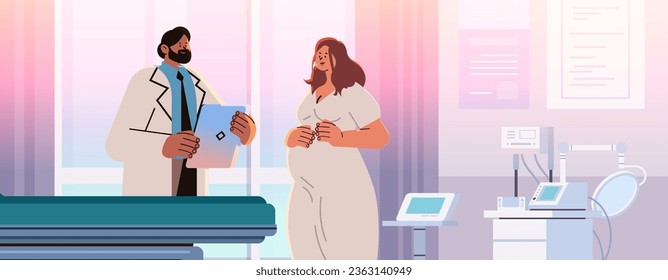 happy pregnant woman visiting doctor pregnancy motherhood expectation gynecology consultation concept