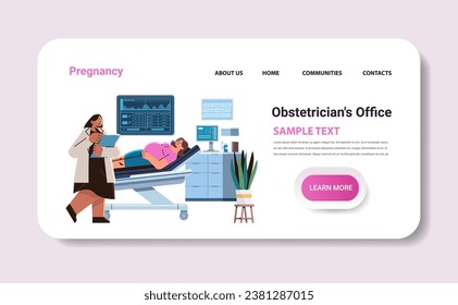 happy pregnant woman visiting doctor pregnancy motherhood expectation gynecology consultation concept horizontal