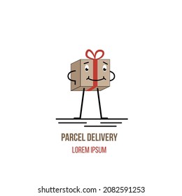 Happy Present Parcel Character Icon