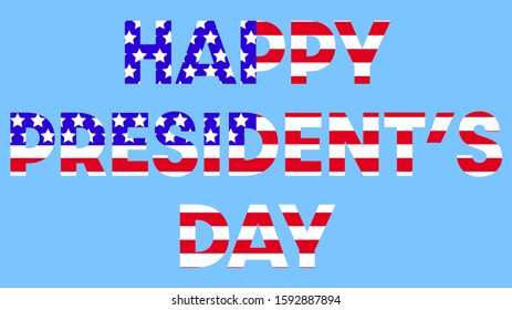 Happy President Day in american style on blue background. Patriotic illustration. Blue abstract background. American national holiday. Usa patriotic holiday banner. Vector poster