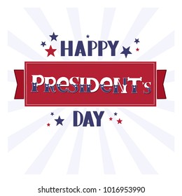 Happy President day handwritten lettering in state colors with stars