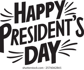 happy president day lettering poster banner template on white background