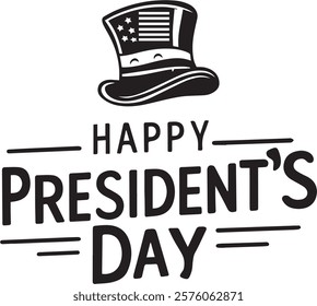 happy president day lettering poster banner template on white background