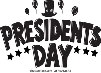 happy president day lettering poster banner template on white background