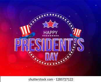 Happy President Day poster or banner design with uncle sam hats in American flag color.