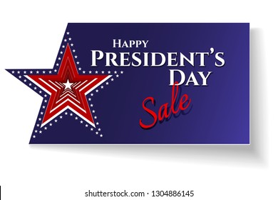 Happy President day Sale text card american flag stars on a blue background Patriotic american theme USA flag pattern stars stripes Design element for President's Day sale Patriotic background Vector