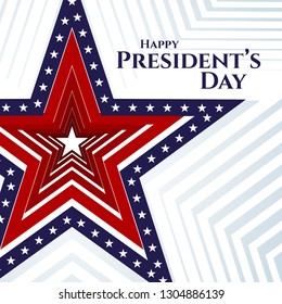 Happy President day text banner american flag star on a light background Patriotic american theme USA flag pattern star stripes Design element for President's Day Patriotic background wallpaper Vector