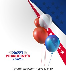 Happy President's day 18th february banner design concept with patriotic US balloons