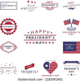 Happy President's day 2 colored icon in a collection with other items