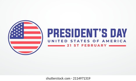 happy president's day 21 february modern creative banner, sign, design concept, social media post, template with blue and red colors on an abstract american background 