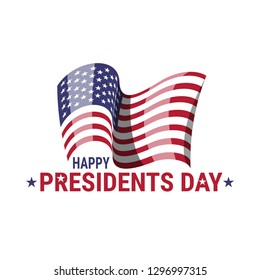 Happy Presidents Day with american flag. Usa patriotic holiday banner. Sale icon