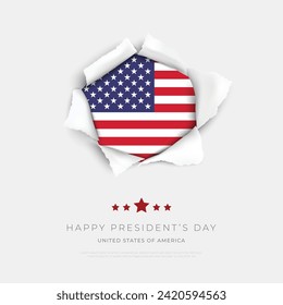 Herzlichen Glückwunsch zum Tageshintergrund und Banner des Präsidenten. President Day of USA Grußkarte mit US Flag, Capitol Building und Text Vector Illustration.