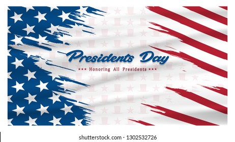 Happy Presidents day background,  brush design american flag