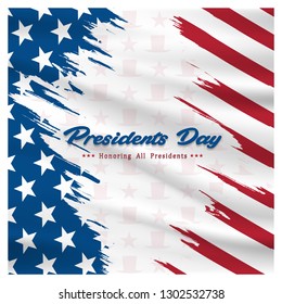 Happy Presidents day background,  brush design american flag