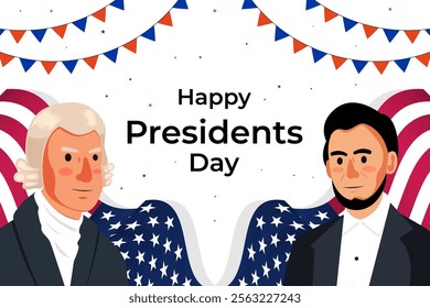 happy presidents day background illustration in flat design