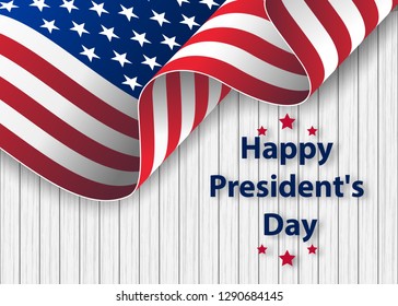 Happy Presidents Day background template.  United States Happy president's day - poster with flag of the USA. Patriotic background with USA symbols