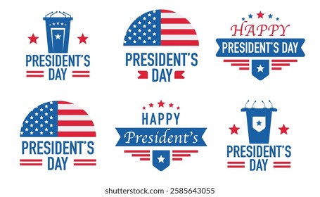 Happy President's Day badge and banner with American flag collection.Vector illustration