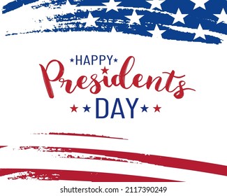 Happy President's Day banner with anerican flag and lettering