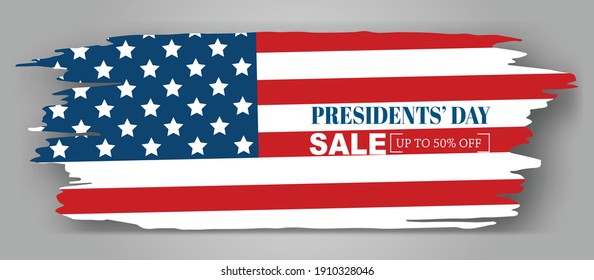 Happy Presidents day banner background. Grunge shape. American public holiday. Realistic vector illustration.