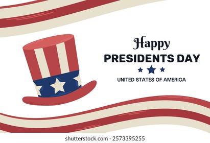 Happy Presidents Day banner card poster illustration with Uncle Sam hat