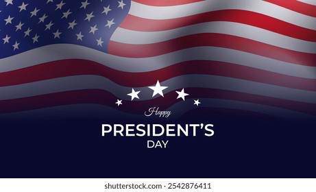 feliz dia presidentes banner design com fundo de bandeira americana