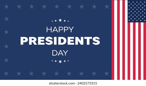 Happy Presidents Day banner. Federal holiday in America. Banner with US flag. Header for letters, websites, mailing lists