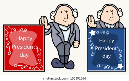 Happy Presidents Day Banner - George Washington Cartoon Clip-art