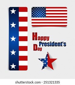 Happy Presidents Day. Presidents day banner illustration design with american flag.