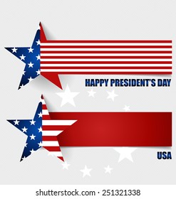 Happy Presidents Day. Presidents day banner illustration design with american flag.