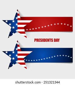 Happy Presidents Day. Presidents day banner illustration design with american flag.