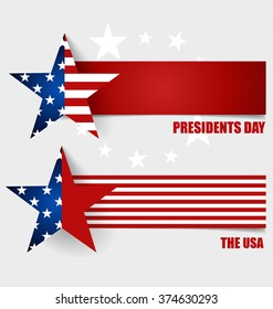 Happy Presidents Day. Presidents day banner illustration design with american flag.