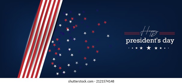 Happy presidents day banner poster design vector illustration. abstract background dark blue.