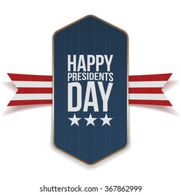 Happy Presidents Day Banner with striped Ribbon