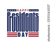 Happy Presidents Day banner, template, greeting card with American red and blue text. Presidents Day logo for American national holiday celebrate on February. Sticker, badge, label, tags 