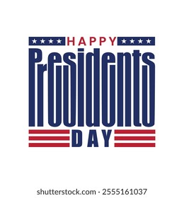 Happy Presidents Day banner, template, greeting card with American red and blue text. Presidents Day logo for American national holiday celebrate on February. Sticker, badge, label, tags 