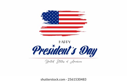 Happy Presidents Day Celebration with American Flag, Patriotic Presidents Day Greeting Card, United States President's Day Holiday Banner