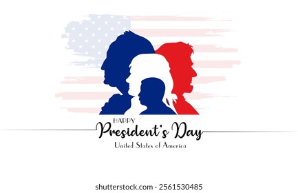 Happy Presidents Day Celebration with American Flag, Patriotic Presidents Day Greeting Card, United States President's Day Holiday Banner