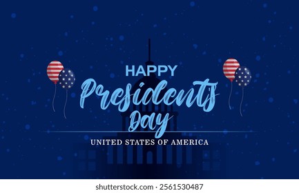 Happy Presidents Day Celebration with American Flag, Patriotic Presidents Day Greeting Card, United States President's Day Holiday Banner